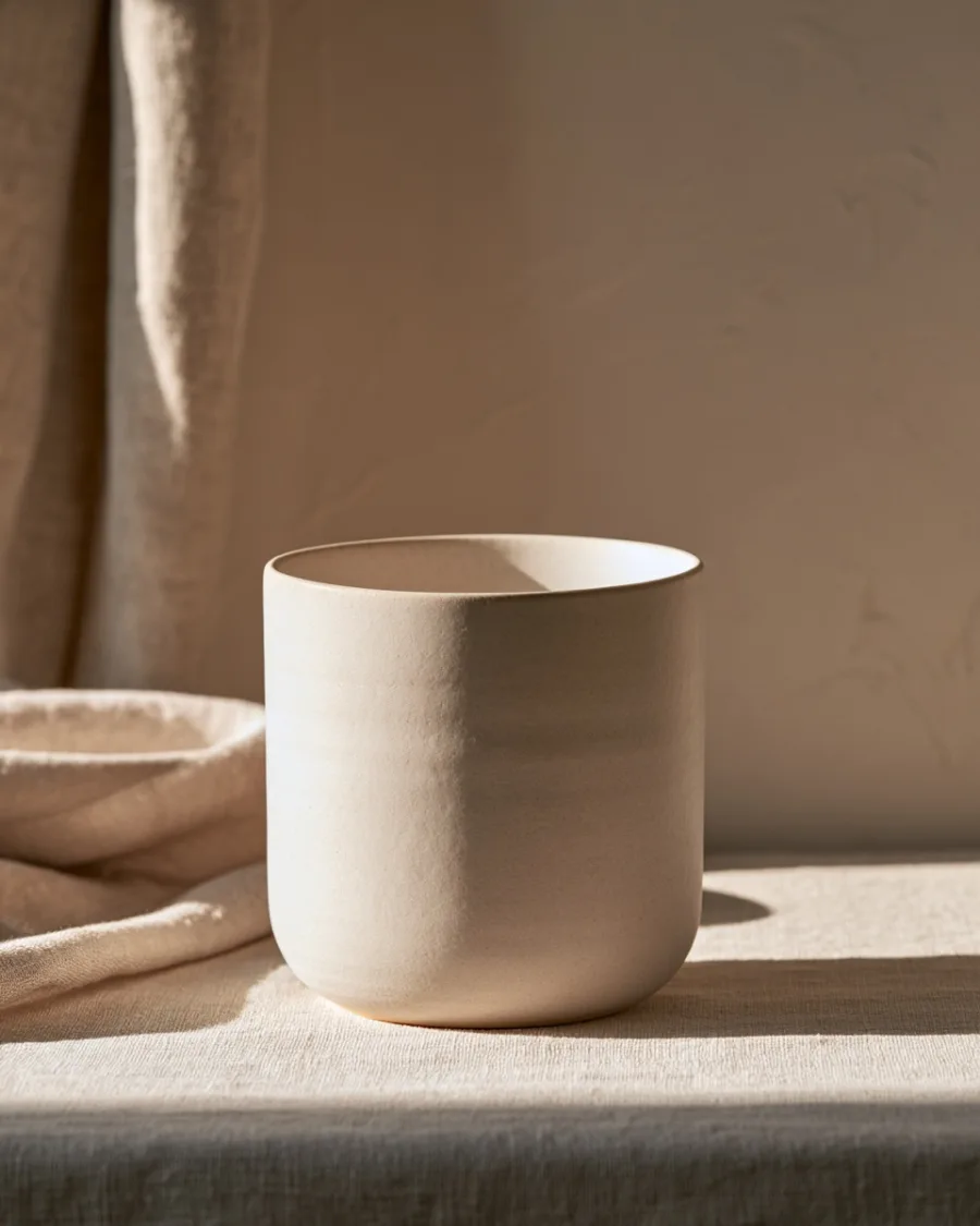 Handleless ivory beaker, straight-sided