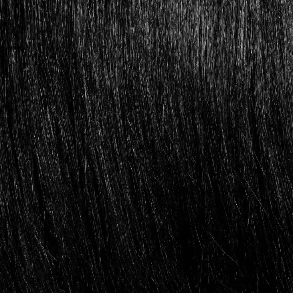 Jet black hair swatch, macro