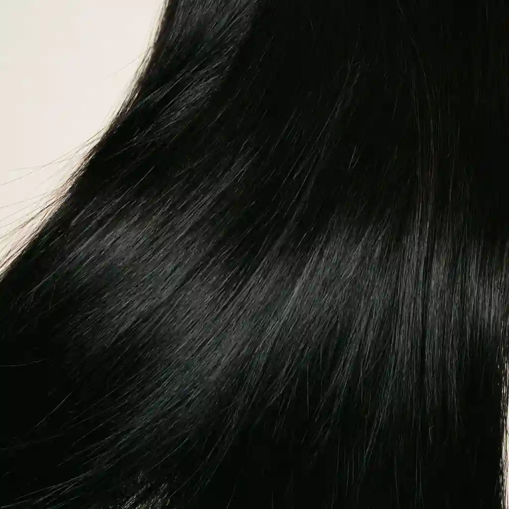 Jet black hair swatch, macro