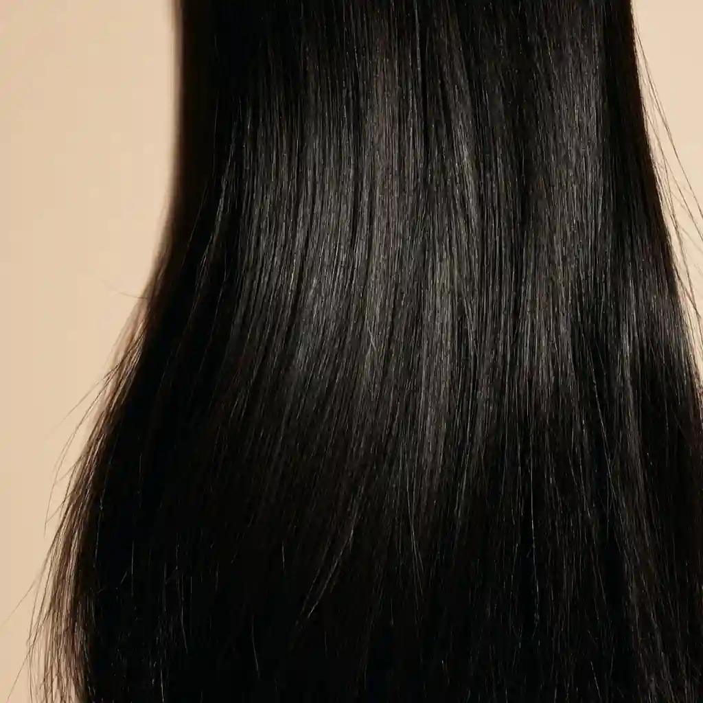 Jet black hair swatch, macro