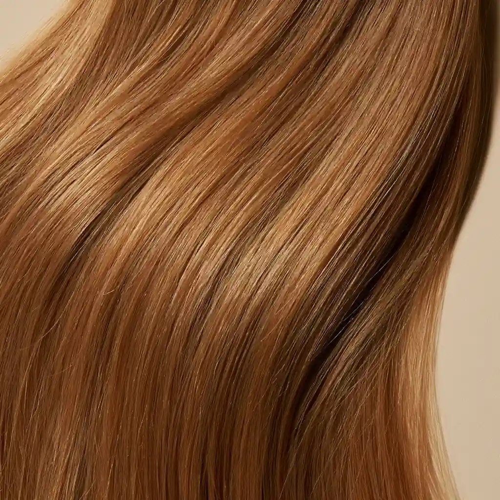 Honey blonde hair swatch, macro
