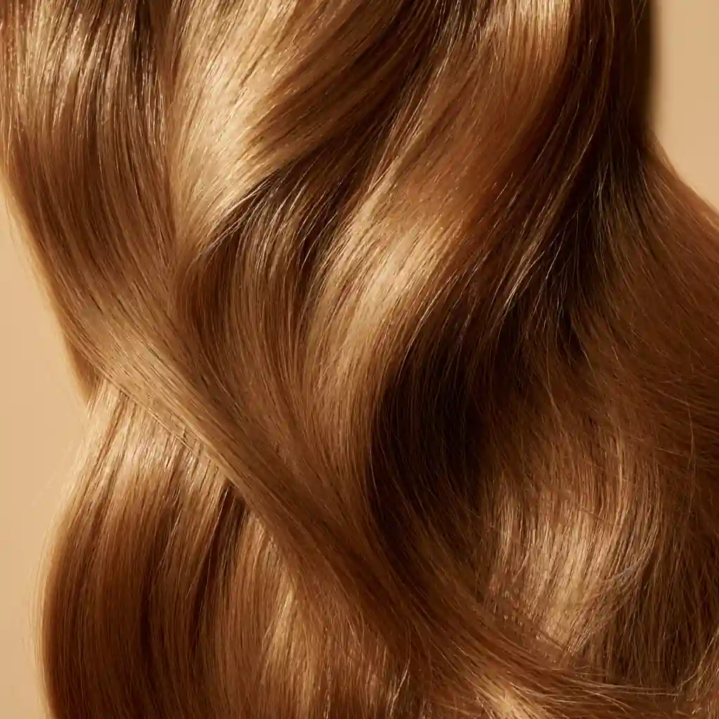 Honey blonde hair swatch, macro