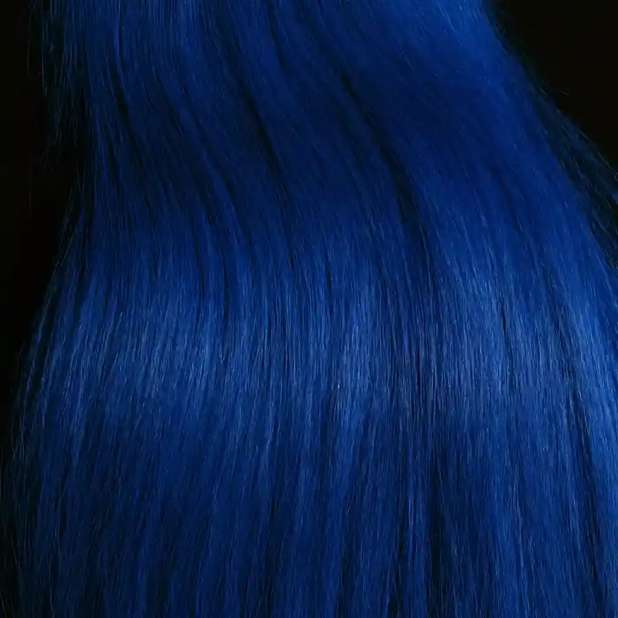 Electric blue hair swatch, macro