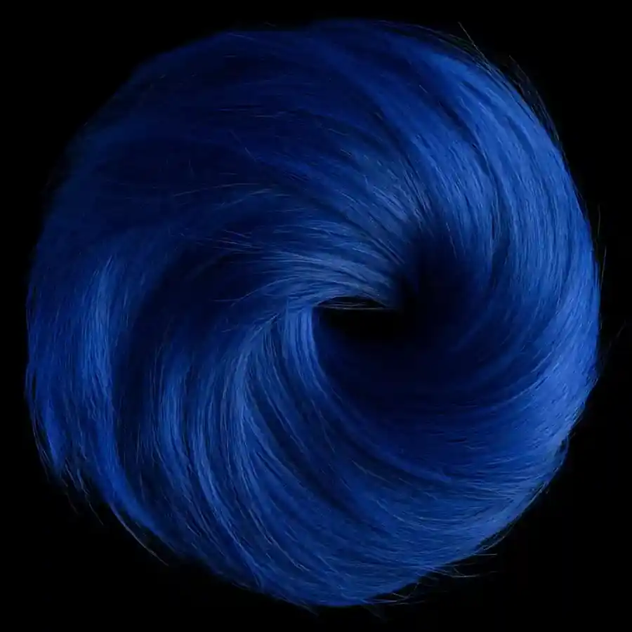 Electric blue hair swatch, macro