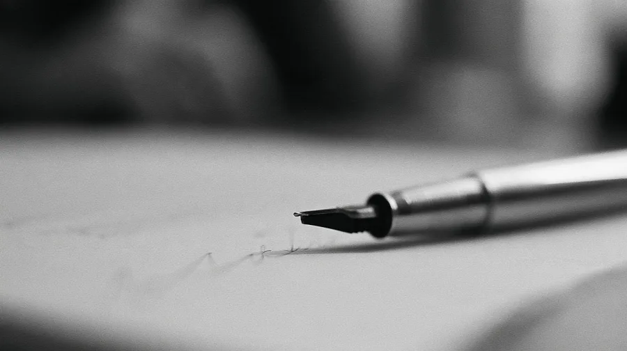 Pen tip resting on the signature line of a contract, macro, shallow focus